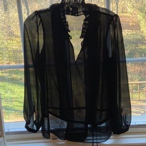 BLACK SHEER LADIES BLOUSE SPENSE ELEGANT SMALL